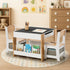 Kids Table and Chairs Set Chalkboard Toys Storage Bookshelf