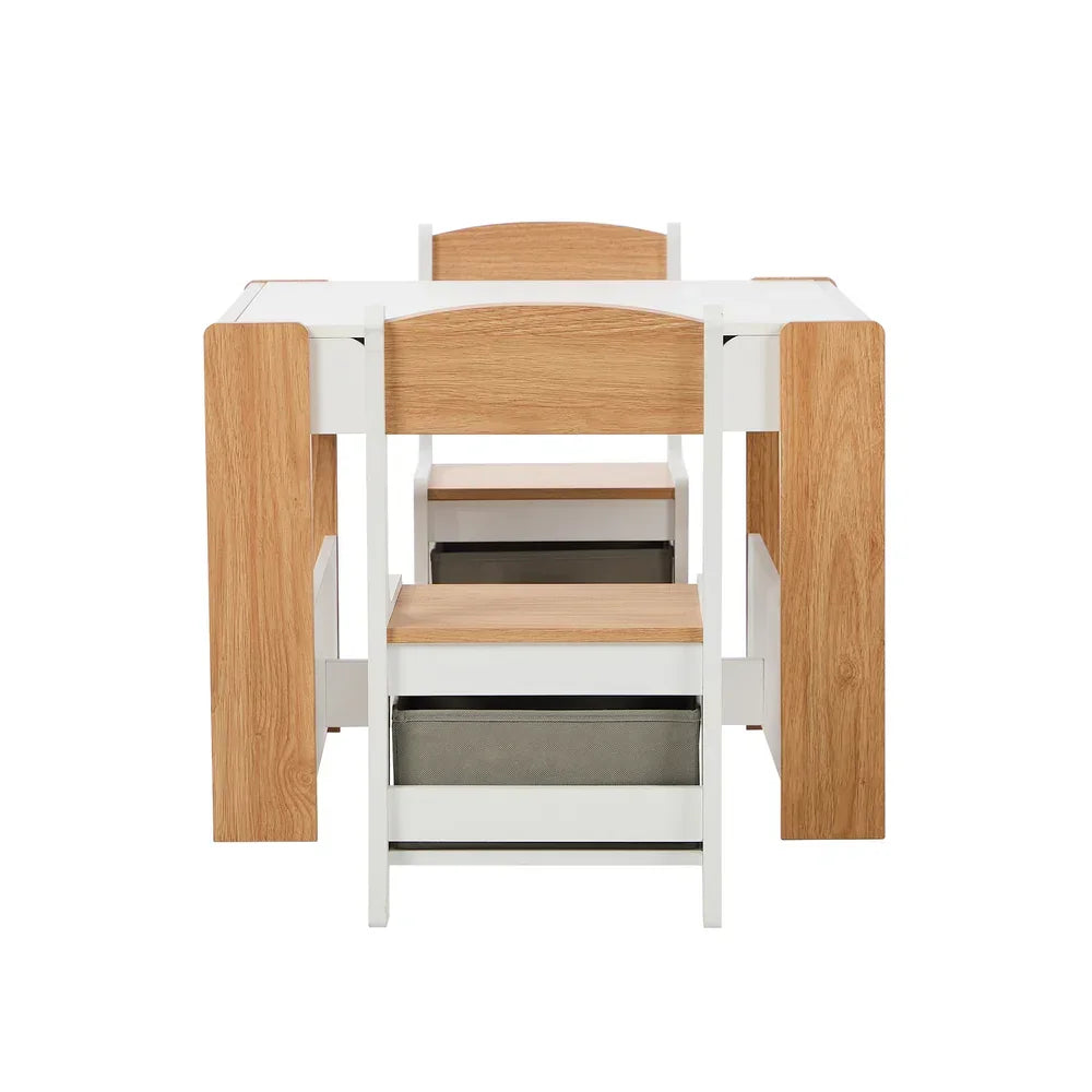 Kids Table and Chairs Set Chalkboard Toys Storage Bookshelf