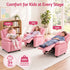 Keezi Kids Recliner Chair PU Leather Toddler Lounge Adjustable Backrest w/ Armrest Storage & 2 Side Pockets Pink