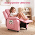 Keezi Kids Recliner Chair PU Leather Toddler Lounge Adjustable Backrest w/ Armrest Storage & 2 Side Pockets Pink