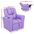 Kids Recliner Chair – PU Leather, 9cm Padding, Cup Holder, Purple