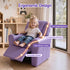 Kids Recliner Chair – PU Leather, 9cm Padding, Cup Holder, Purple