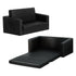 Kids 2 Seater Fold Out Sofa Bed PU Leather Couch Black
