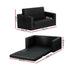 Kids 2 Seater Fold Out Sofa Bed PU Leather Couch Black