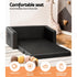 Kids 2 Seater Fold Out Sofa Bed PU Leather Couch Black
