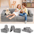Keezi 12PCS Modular Kids Play Couch Foam Sofa Set with Removable Washable Cover Grey Playroom