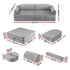 Keezi 12PCS Modular Kids Play Couch Foam Sofa Set with Removable Washable Cover Grey Playroom