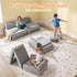 Keezi 12PCS Modular Kids Play Couch Foam Sofa Set with Removable Washable Cover Grey Playroom