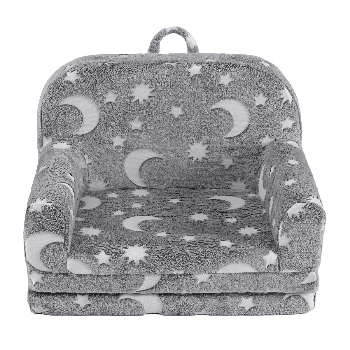Kids 2-in-1 Fold Out Sofa Bed Glow in the Dark Removable Cover Grey Set