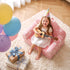Kids 2-in-1 Fold Out Sofa Bed with Removable Washable Cover, Carry Handle, Storage Pocket, Glow in the Dark, Pink