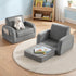 Kids Sofa 1 Seater Children Flip Open Couch Lounger Armchair Soft Grey