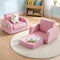 Kids Sofa 1 Seater Children Flip Open Couch Lounger Armchair Soft Pink