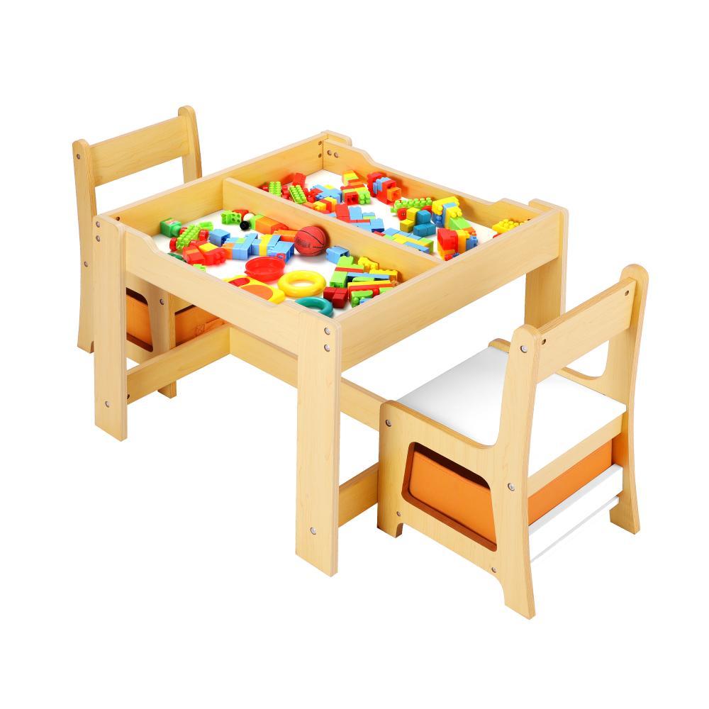 Kids Table and Chairs Set with Toys Storage Box