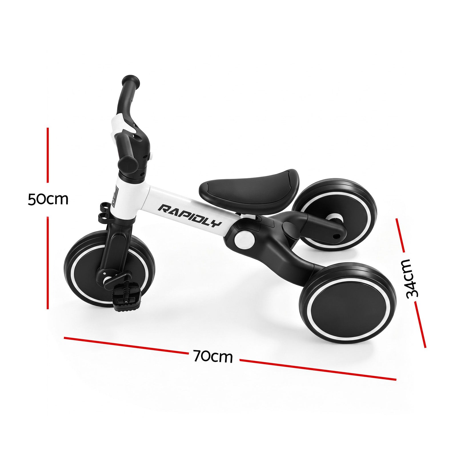 RIGO Tricycle Bike, Kids Bike with 3 wheels, Carbon Steel 70cm White