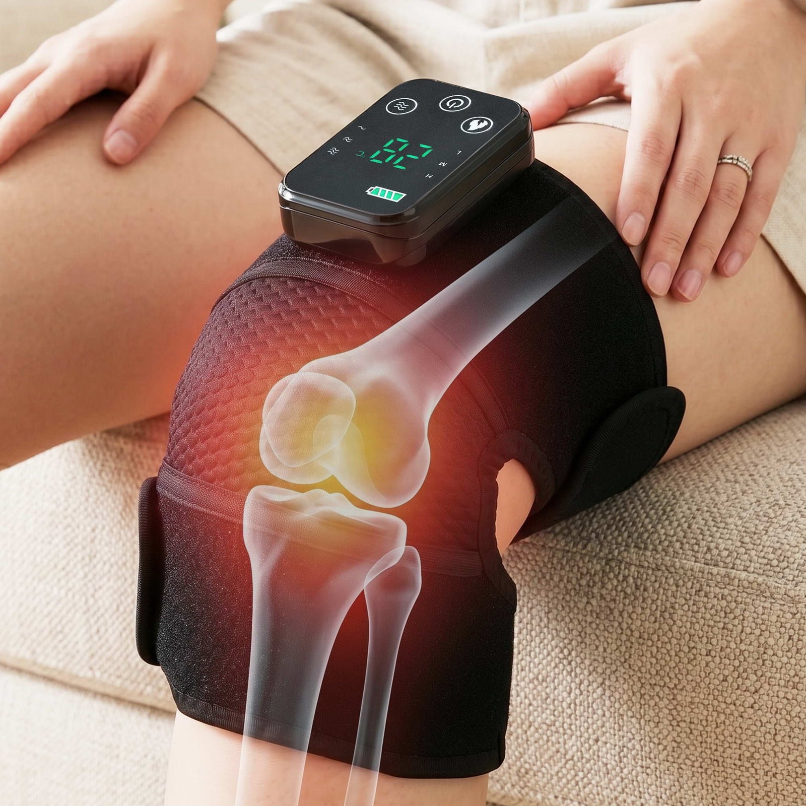 Heated Knee Massager – 3‑in‑1 Heat & Vibration, Cordless 4000mAh