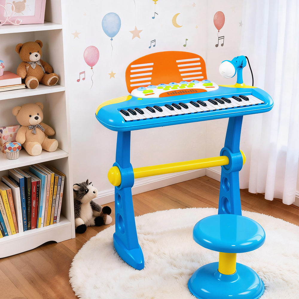 Kids Piano Keyboard 37 Keys Electronic Musical Instrument Set w/ Stool Microphone