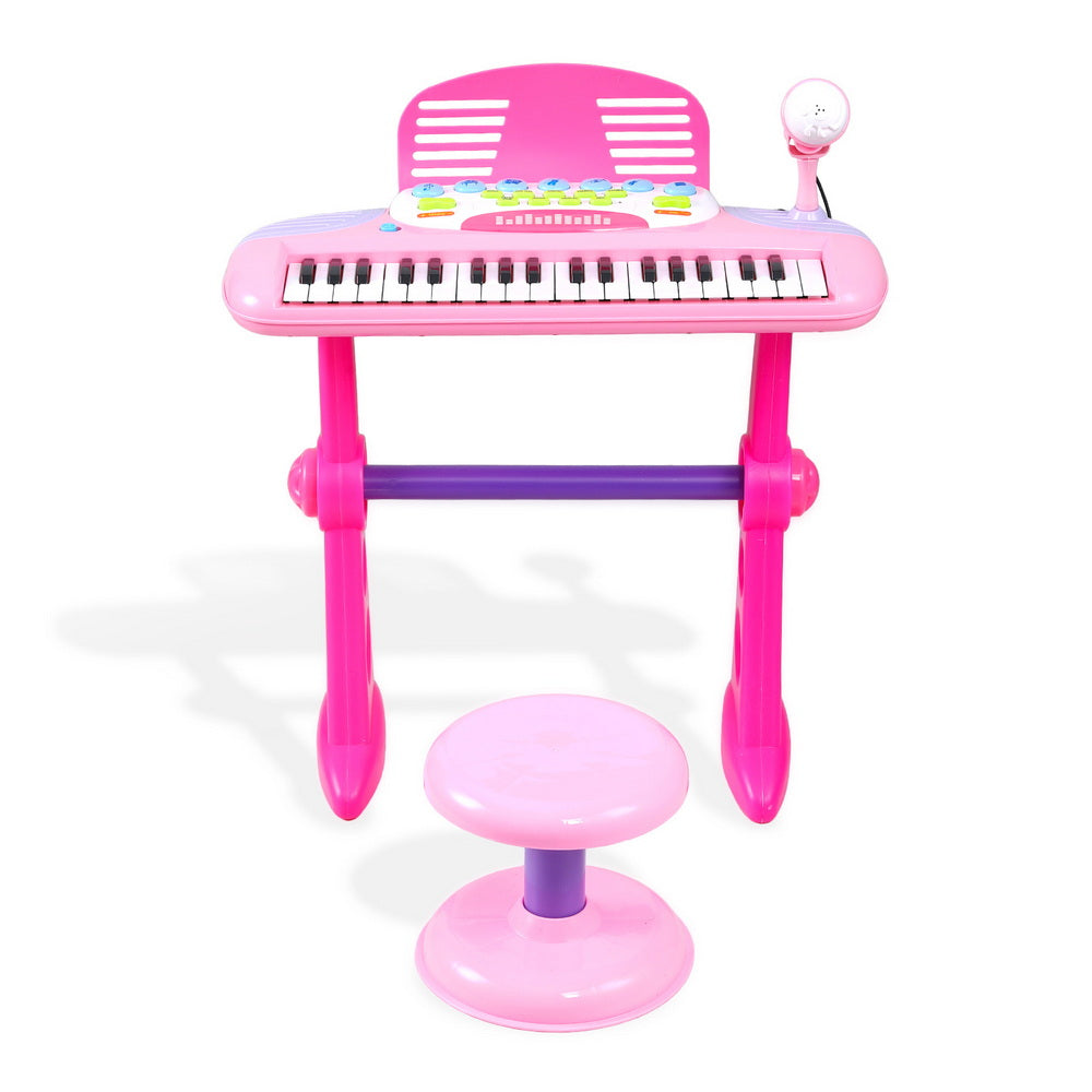 Kids Piano Keyboard 37 Keys Electronic Musical Instrument Set w/ Stool Microphone