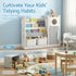 Kids Bookshelf and Toy Storage Organizer with 3-Tier Bookshelvs, 2 Removable Bins and 2 Storage Cabinets, Toddler Bookshelf with Toy Organizer for Kids' Rooms, Playrooms