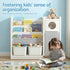 Kids Bookshelf and Toy Storage Organizer with 3-Tier Bookshelvs, 2 Removable Bins and 2 Storage Cabinets, Toddler Bookshelf with Toy Organizer for Kids' Rooms, Playrooms