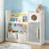 Kids Bookshelf and Toy Storage Organizer with 3-Tier Bookshelvs, 2 Removable Bins and 2 Storage Cabinets, Toddler Bookshelf with Toy Organizer for Kids' Rooms, Playrooms