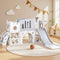 Kids 3-in-1 Slide Swing Playset Outdoor Toy with Ball Hoop Telescope Grey