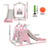 Kids 3‑in‑1 Swing & Slide Set – Slide, Swing, Basketball Hoop, HDPE Pink