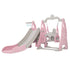 Kids 3‑in‑1 Swing & Slide Set – Slide, Swing, Basketball Hoop, HDPE Pink