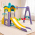 Kids 4-in-1 Slide Swing Set Double Swing Basketball Hoop Playhouse