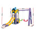 Kids 4-in-1 Slide Swing Set Double Swing Basketball Hoop Playhouse