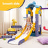 Kids 4-in-1 Slide Swing Set Double Swing Basketball Hoop Playhouse