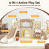 Keezi Kids Slide Set Toddler Indoor Playset With Drawing Board Beige