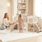 Kids Slide Playset 6‑in‑1 Beige – Toddler Slide, Hoop & Drawing Board