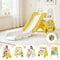 Kids Slide Playset 5‑in‑1 Yellow – Bookshelf, Drawing Board & Table