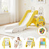 Kids Slide Playset 5‑in‑1 Yellow – Bookshelf, Drawing Board & Table