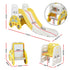 Kids Slide Playset 5‑in‑1 Yellow – Bookshelf, Drawing Board & Table