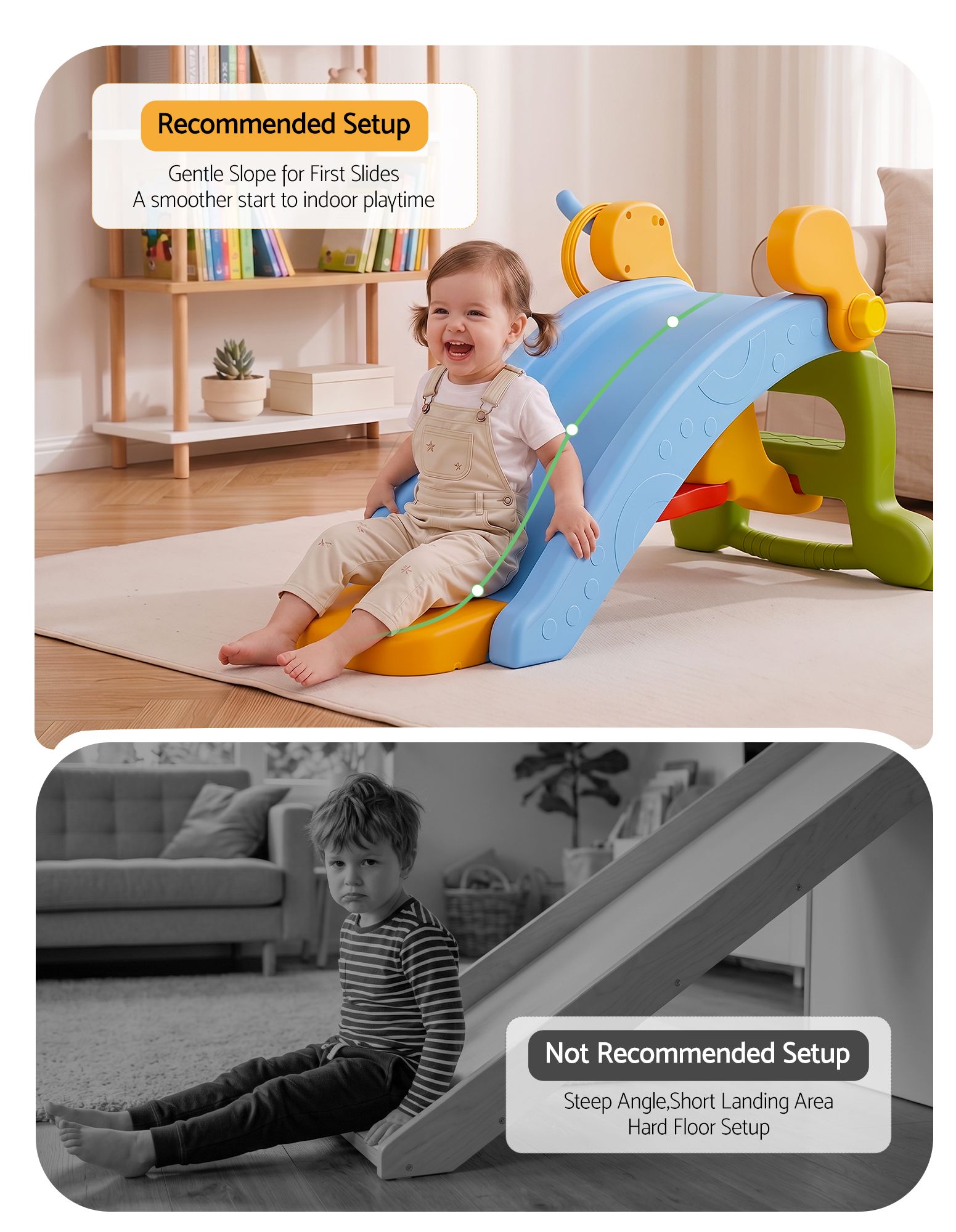 Kids 3‑in‑1 Slide Set – Slide, Rocking Horse & Ring Toss, HDPE, Multicolour