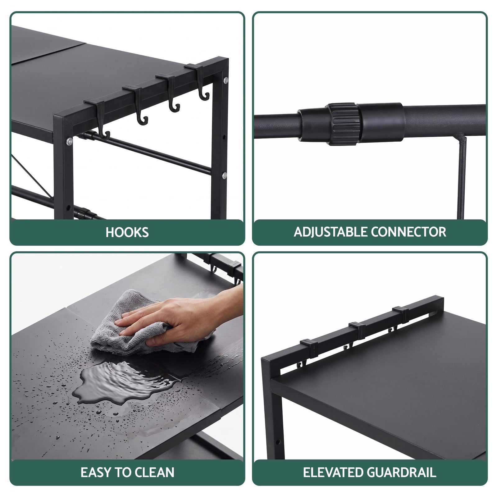 Artiss Kitchen Bakers Rack 40-60CMX78CM Metal Microwave Stand Black