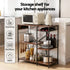 3-Tier Kitchen Rack with 2 Power Outlets Microwave Storage Shelf 6 Hooks 90CM