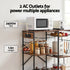 3-Tier Kitchen Rack with 2 Power Outlets Microwave Storage Shelf 6 Hooks 90CM