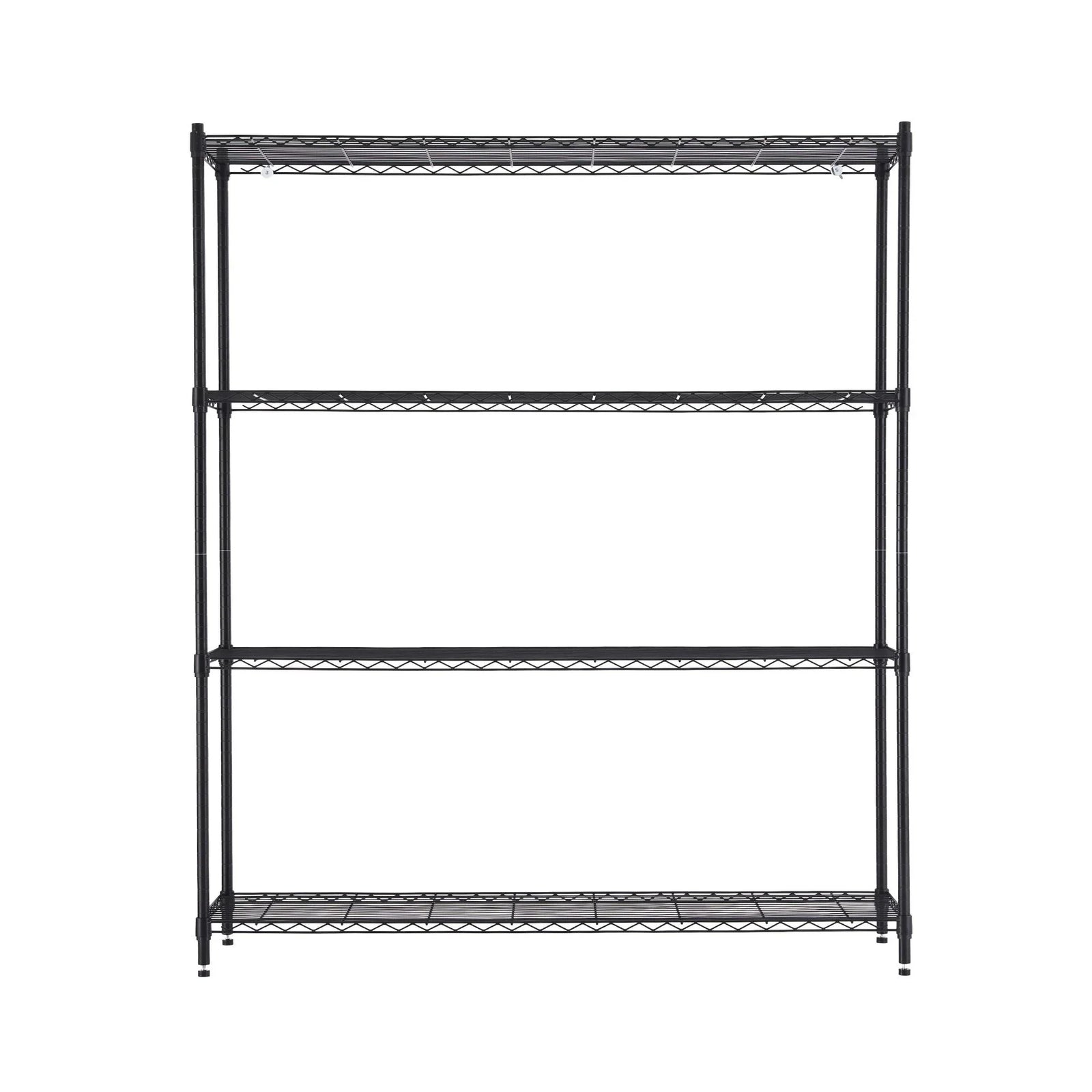 4‑Tier Metal Kitchen Rack 152×45×187cm – 180kg Shelves, Wheels, Black
