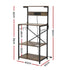 Artiss 4-Tier Kitchen Rack with 2 Power Outlets 6 Hooks Microwave Storage Shelf