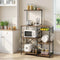 4-Tier Kitchen Rack with Pull Out Basket 6 Hooks Microwave Storage Shelf