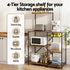 4-Tier Kitchen Rack with Pull Out Basket 6 Hooks Microwave Storage Shelf