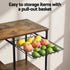 4-Tier Kitchen Rack with Pull Out Basket 6 Hooks Microwave Storage Shelf