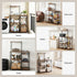 4-Tier Kitchen Rack with Pull Out Basket 6 Hooks Microwave Storage Shelf