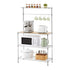 Kitchen Rack 4‑Tier Silver – Metal Storage Shelf with Hooks, 90×34×151cm