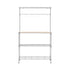 Kitchen Rack 4‑Tier Silver – Metal Storage Shelf with Hooks, 90×34×151cm