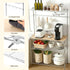 Kitchen Rack 4‑Tier Silver – Metal Storage Shelf with Hooks, 90×34×151cm