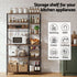 Kitchen Utility Rack – 96cm, Power Outlets, Hooks, Pull‑Out Basket, Black/Brown