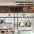 Kitchen Utility Rack – 96cm, Power Outlets, Hooks, Pull‑Out Basket, Black/Brown